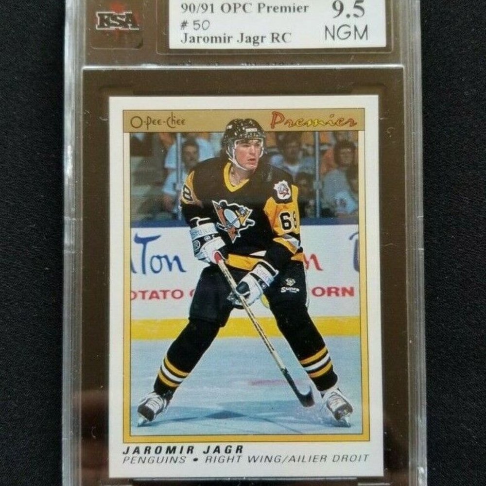 JAROMIR JAGR Rookie Card 1990-91 O-Pee-Chee Premier #50 KSA 9.5 Near Gem Mint